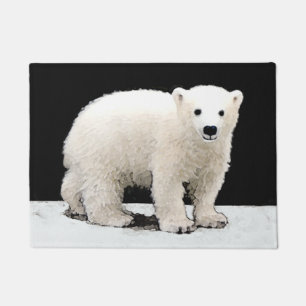 Polar Bear Cub Painting - Original Wildlife Art Doormat