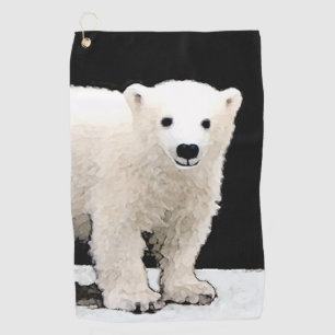 Polar Bear Cub Painting - Original Wildlife Art Golf Towel