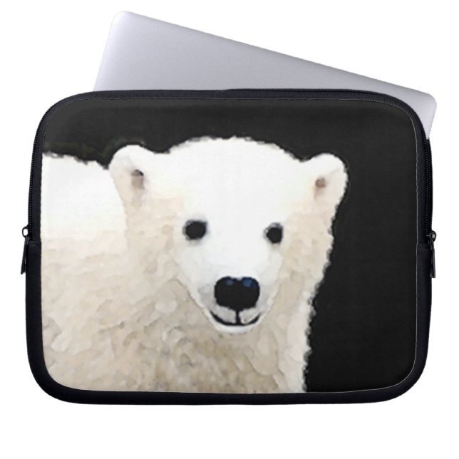 Polar Bear Cub Painting - Original Wildlife Art Laptop Sleeve (Front)