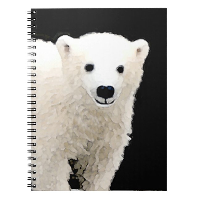 Polar Bear Cub Painting - Original Wildlife Art Notebook (Front)