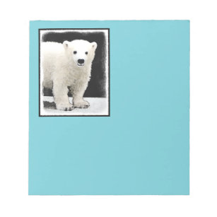Polar Bear Cub Painting - Original Wildlife Art Notepad