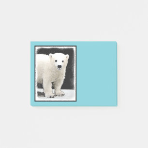Polar Bear Cub Painting - Original Wildlife Art Post-it Notes