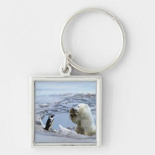 Polar Bear Cub & Penguin Best Friends Keychain