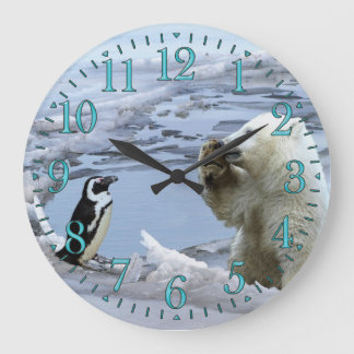 Polar Bear Cub & Penguin Best Friends Wall Clock