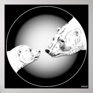 Polar Bear & Cub Poster Bear Art Prints & Gifts