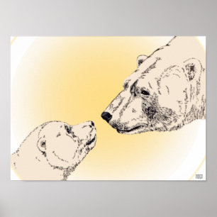 Polar Bear & Cub Poster Wildlife Home Decor