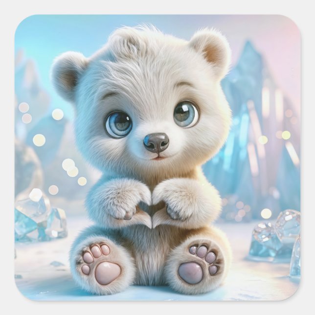 Polar Bear Cub  Square Sticker (Front)