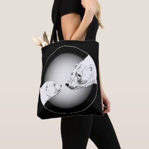 Polar Bear & Cub Tote Bag Bear Art Shopping Bag