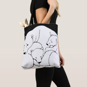 Polar Bear & Cub Tote Bag Bear Art Shopping Bag
