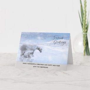 Polar Bear Cub Winter Snow Xmas Photo Personalised Holiday Card