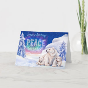 Polar bear & cubs cute christmas card