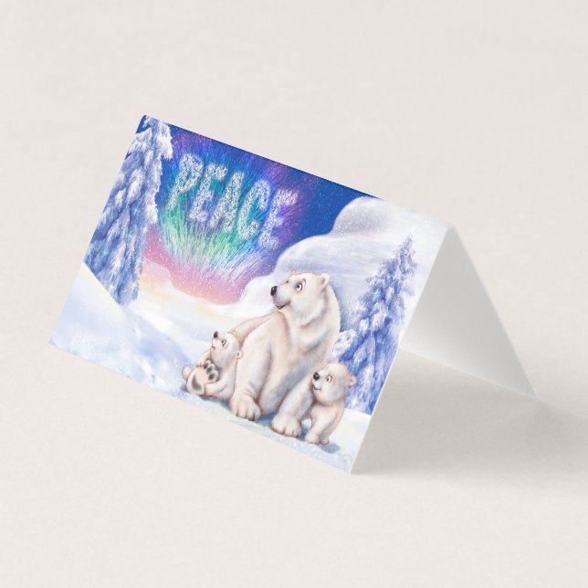 Polar bear & cubs cute folding christmas card (Front)
