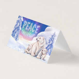 Polar bear & cubs cute folding christmas card