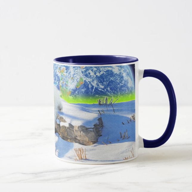Polar Bear Cubs Playing in Snow Fantasy Art Mug (Right)