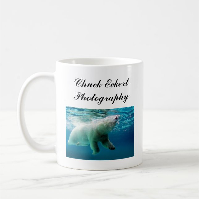 Polar Bear Cut-out, Polar Bear Surfacing, Chuck... Coffee Mug (Left)