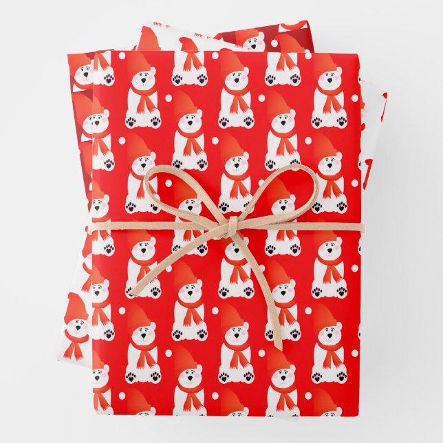 Polar Bear Designed Wrapping Paper Sheet (In situ)