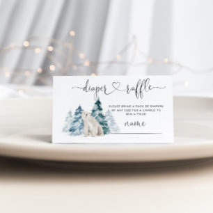 Polar bear Diaper raffle ticket Enclosure Card