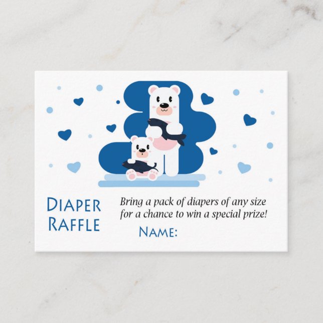 Polar bear Diaper Raffle Tickets (Front)