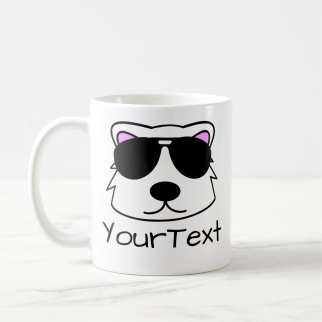 Polar Bear Doodle Face Personalised Coffee Mug (Left)