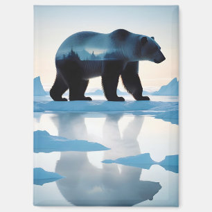 Polar Bear Double Exposure Animal Nature Outdoors Magnet