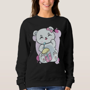 Polar Bear Drinking Boba Flavor With Black Milk Te Sweatshirt