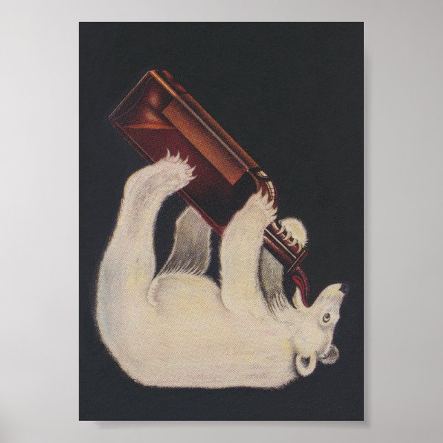 Polar Bear Drinking Out of a Bottle Poster (Front)