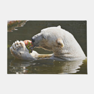 Polar Bear Eating Fruit Portrait Doormat