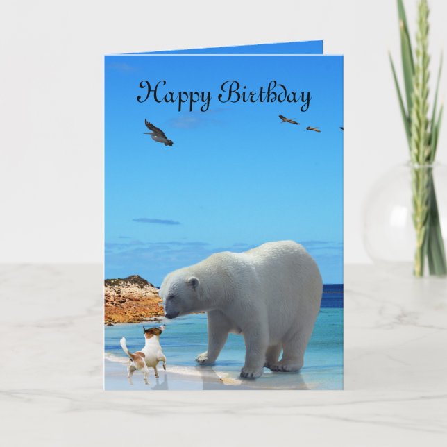 Polar Bear Encounter, Birthday Greeting Card (Front)
