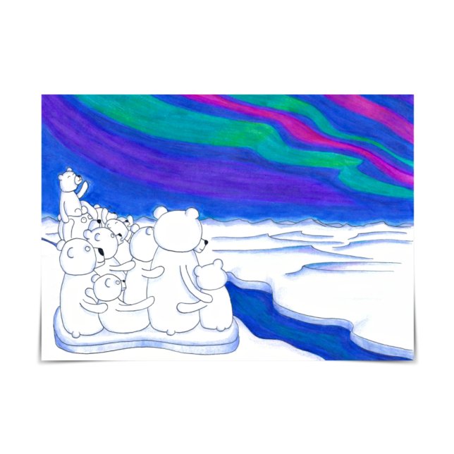 Polar Bear Family Northern Lights Adoption Card (Creator Uploaded)