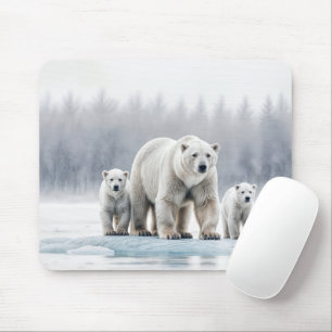 Polar Bear Family On an Ice Floe Mouse Pad