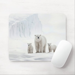 Polar Bear Family On Ice Mouse Pad