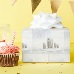 Polar Bear Family On Ice Wrapping Paper