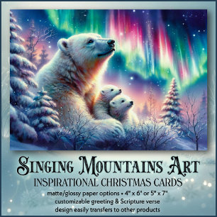 Polar Bear Family Psalm 19 Christmas Holiday Card