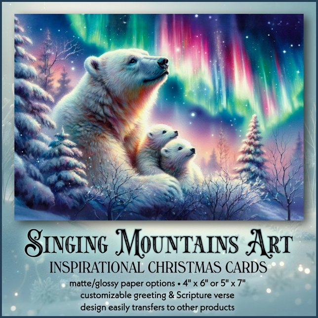 Polar Bear Family Psalm 19 Christmas Holiday Card (Creator Uploaded)