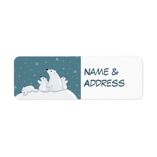 Polar Bear Family Return Address Label (Front)