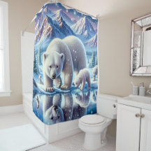 Polar Bear Family Snowy Scene Painting