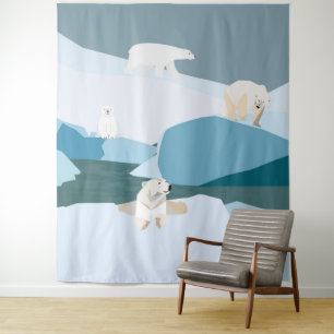polar bear family tapestry