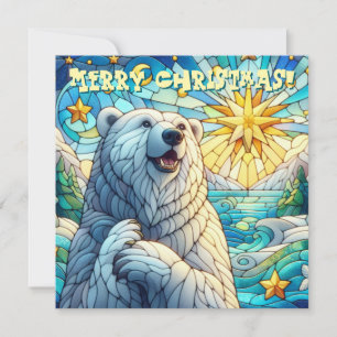 Polar Bear Faux Stained Glass Christmas Card