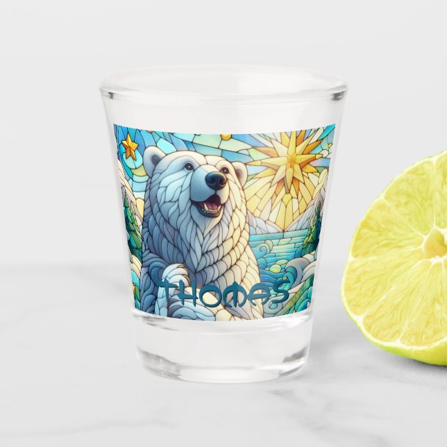 Polar Bear Faux Stained Glass Personalised (Front)