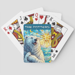 Polar Bear Faux Stained Glass Personalised Playing Cards