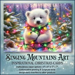 Polar Bear Festive Lights Christian Christmas Holiday Card