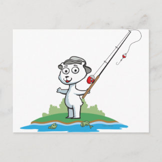 Polar Bear Fishing Postcard