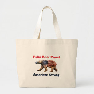 Polar Bear Flag America Large Tote Bag