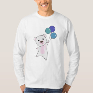 Polar Bear Flies With Balloons Cute Animals Polar T-Shirt