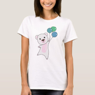 Polar Bear Flies With Balloons Cute Animals Polar T-Shirt