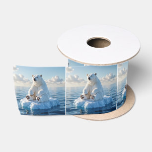 Polar Bear Floating On an Ice Floe Satin Ribbon