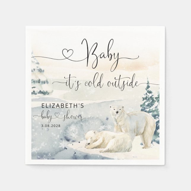 Polar Bear | Forest Baby Shower Napkin (Front)