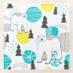 Polar bear glass coaster