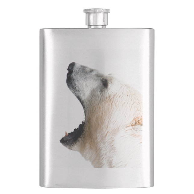 Polar bear growl hip flask (Front)