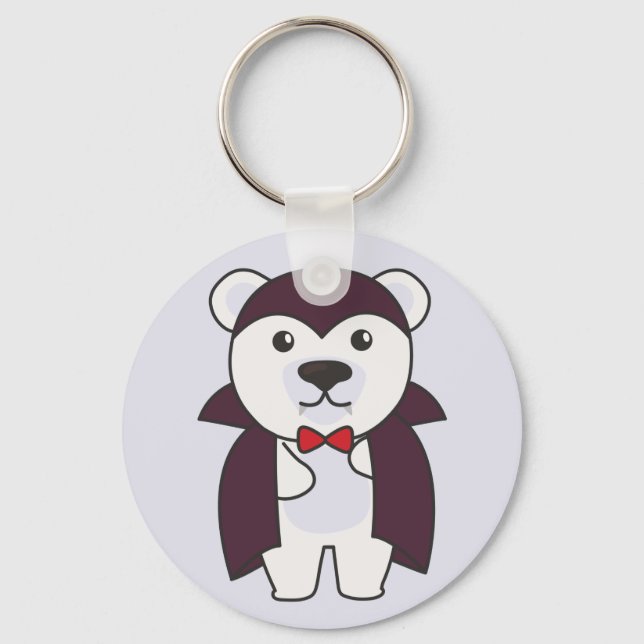 Polar Bear Halloween Cute Devil Kids Vampire Keych Key Ring (Front)